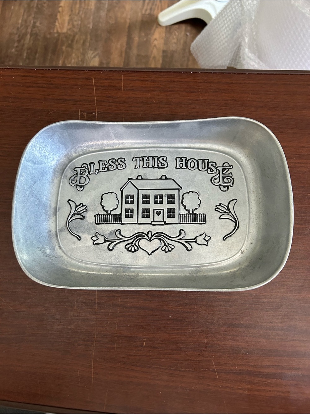 Wilton Armetale Bless This House Decorative Metal Tray - 9”x7”